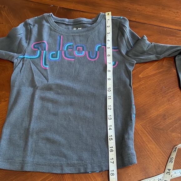 Girls 6X Sideout Gray Knit Top Waffle Knit Long Sleeves Thumb Holes Y2K - Picture 6 of 7